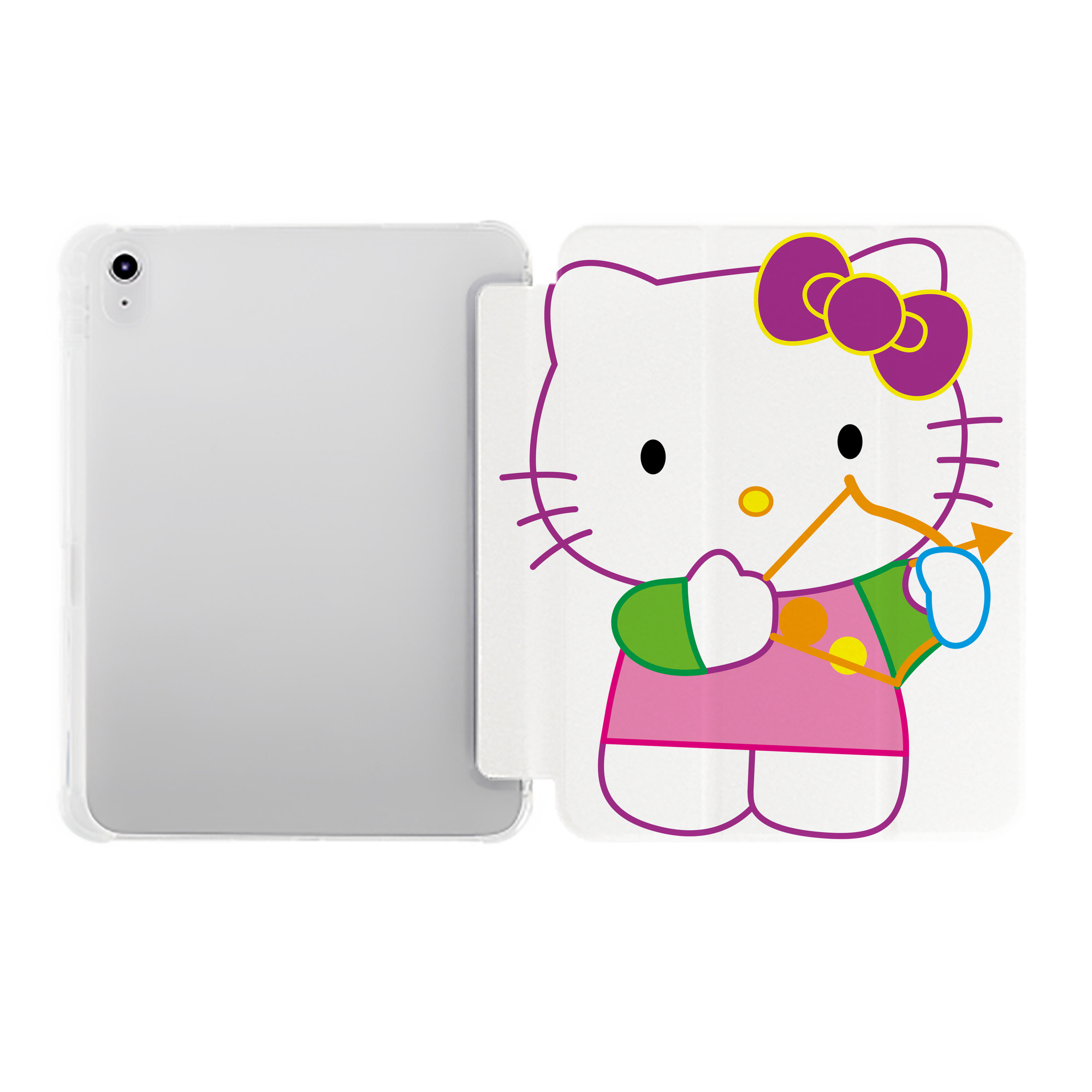 （画像用） Hello Kitty ハローキティ IPad ケース ペン収納付き 三つ折りスタンド PUレザー×シリコン 対応機種9.5/10.5/10.9インチ